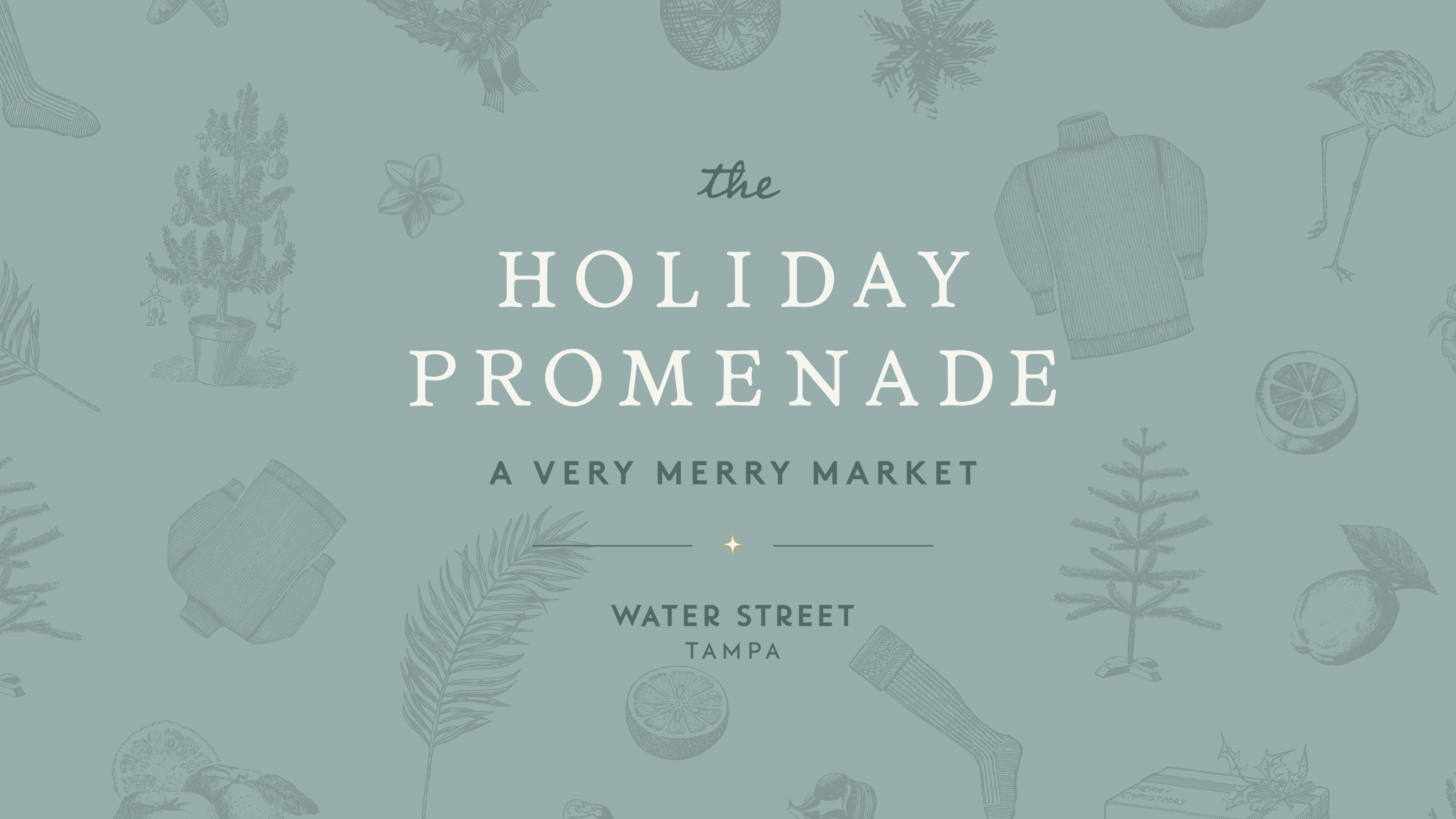 An graphic illustration of the Holiday Promenade Event