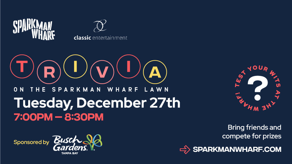graphical visual of trivia tuesday at sparkman wharf