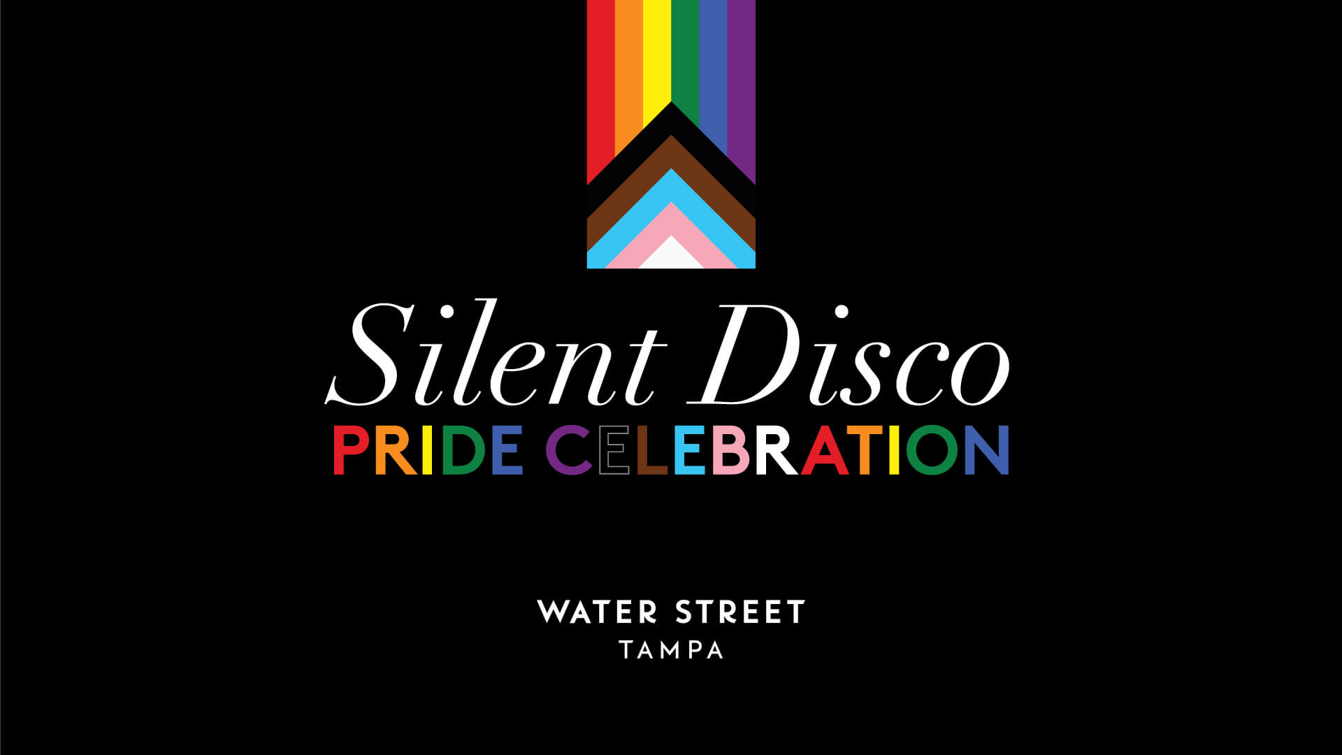 Pride 2024 Silent Disco Graphic for Water Street Tampa