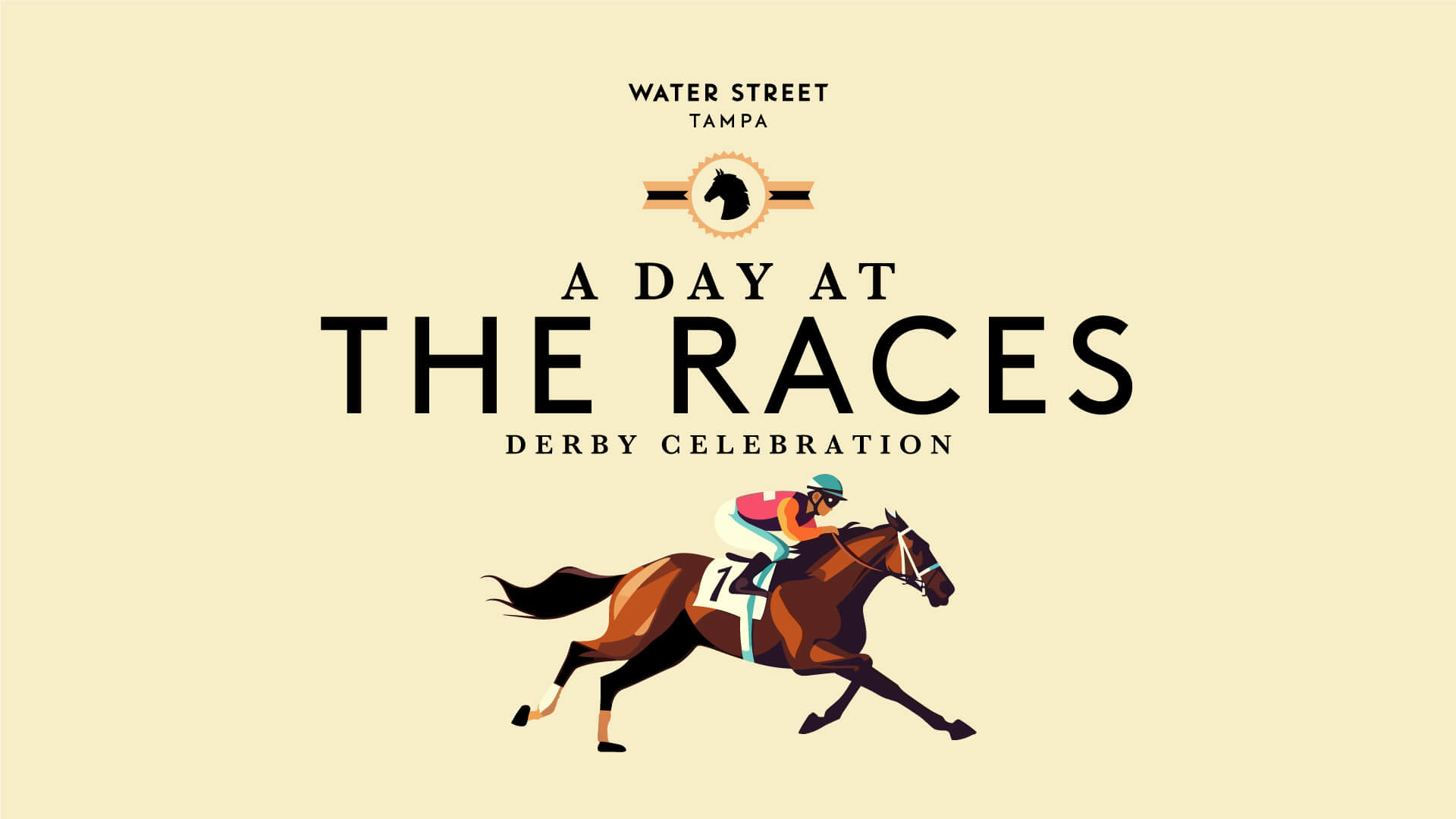 A graphic of A Day of the Races with a horse and rider illustration